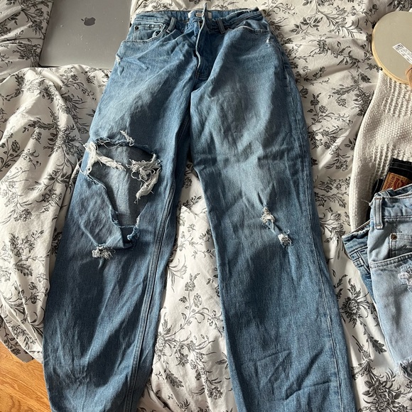 Abercrombie 90s straight high rise distressed jeans - Picture 2 of 4